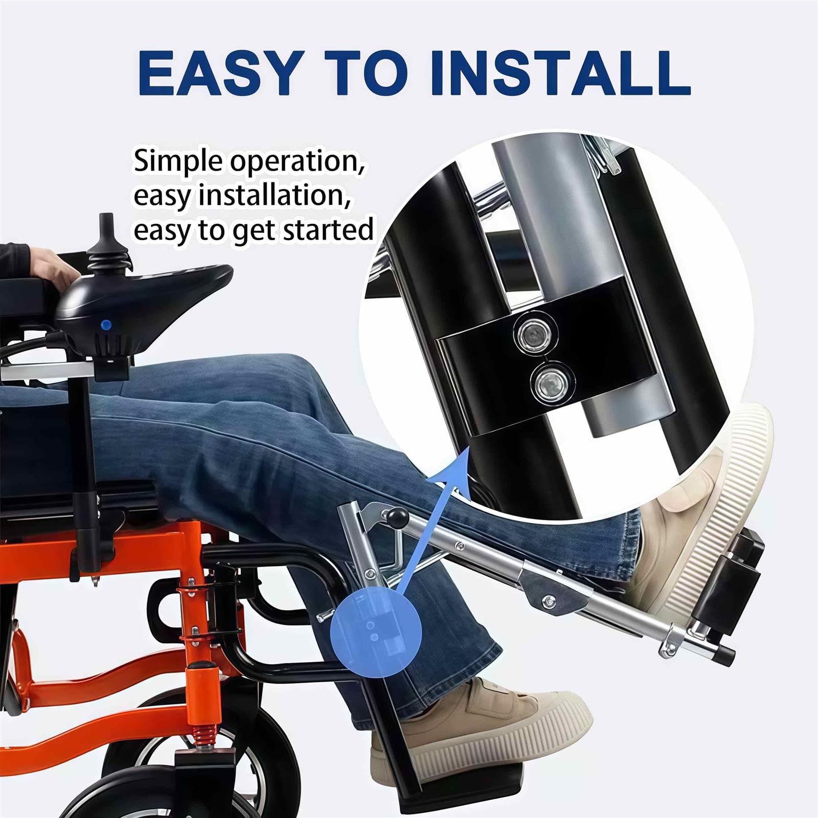 Reposapiés para silla de ruedas con reposapiés acolchado, ángulo ajustable de 90°-180°, fácil de limpiar, diseñado para la mayoría de sillas de ruedas estándar