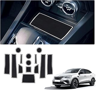 GAFAT Compatible with Renault Arkana 2021-2024 2025 Non-Slip Mats, Arkana 2023 Rubber Mats, Centre Console Drink Holder Mats, Storage Box Mats, Door Seam Mats, Arkana Accessories (White)