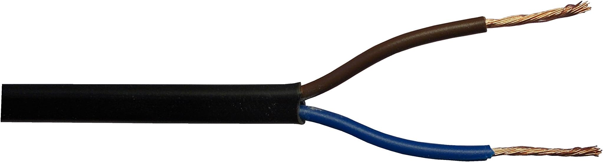 2192Y 2-Core Electric Cable 0.75mm 6A White or Black Flat Flexible (5m, Black)