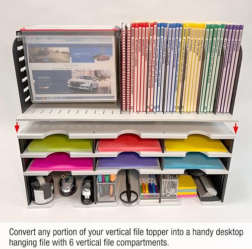 Miniatura 5 de Ultimate Office TierDrop Topper Organizador de archivos vertical de 8 ranuras y clasificador con 9 divisores que se ajustan en incrementos de 1