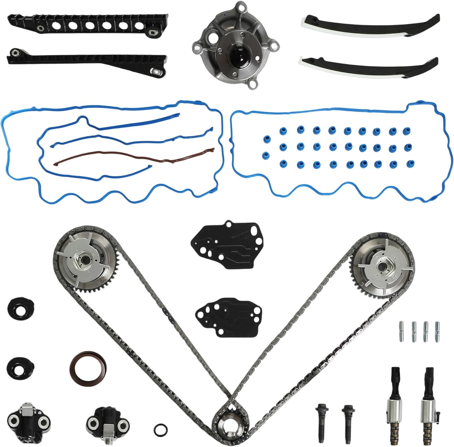 5.4 Timing Chain Kit Cam Phaser Repair Kit w/Water Pump VVT Valves Fit For Ford F150 F250 F350 For Lincoln Navigator 5.4L 3V 24 Valve Triton 2004-2011 90391SBVVT 3L3E6C524FA 1L2E8501BB L53001