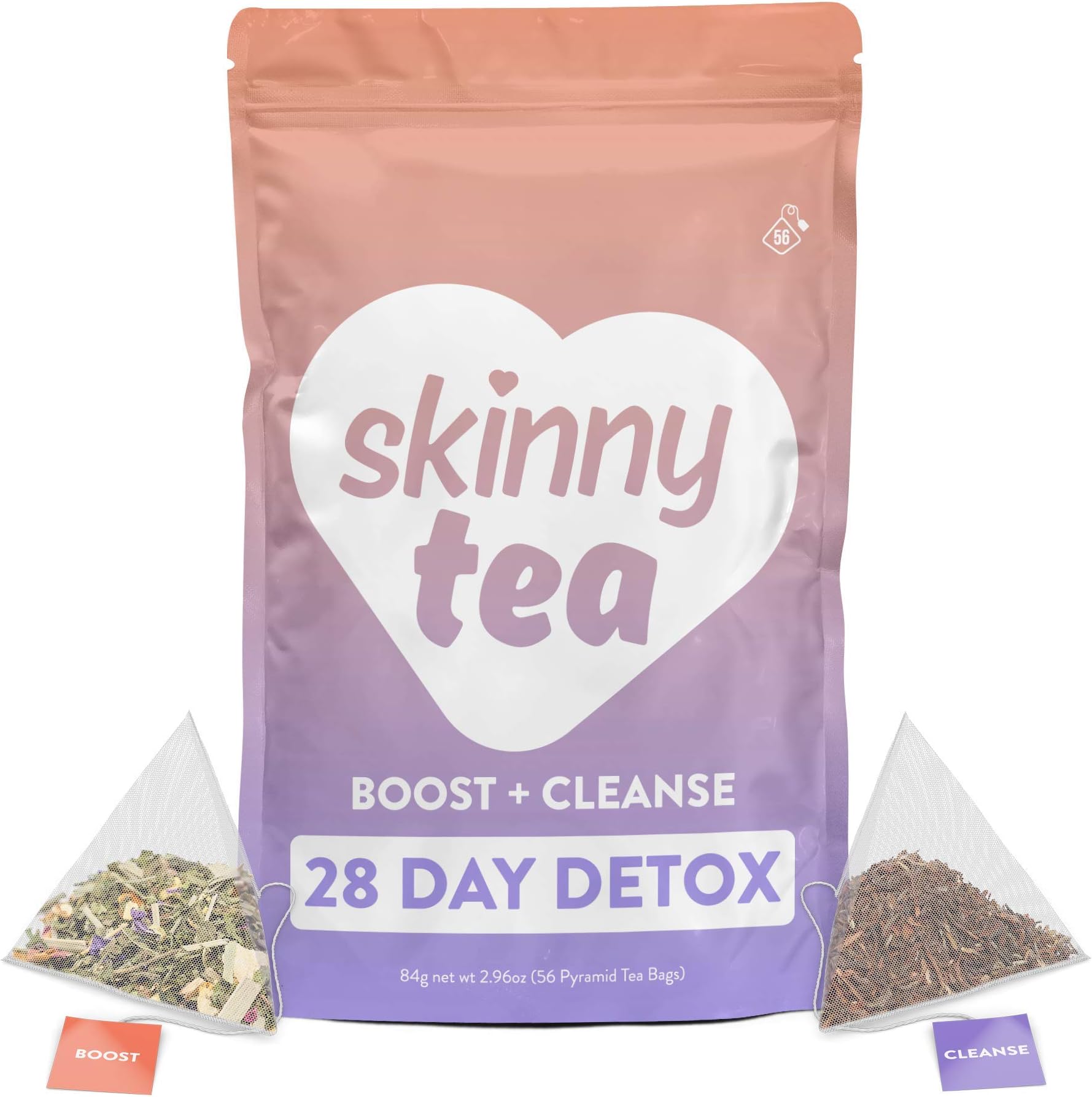 28 Day Detox Tea for Weight Loss and Reduced Tummy Bloating: The Original 2-Step Detox Tea Program Includes 28 Morning Boost & 28 Evening Cleanse Pyramid Tea Bags