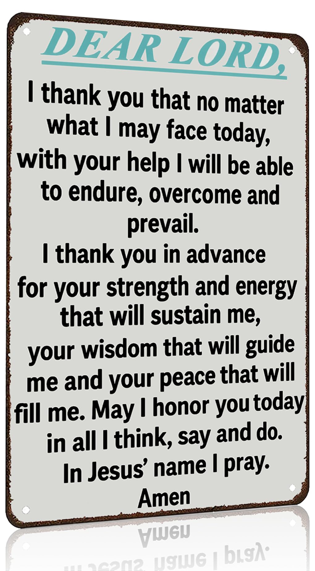 Smilelife Christian Gifts God Gifts Dear Lord In Jesus' Name I Pray Vintage Tin Sign Religious Metal Wall Art for Home Church Prayer Room Office Chapel Decor 8x12 Inch (3567)
