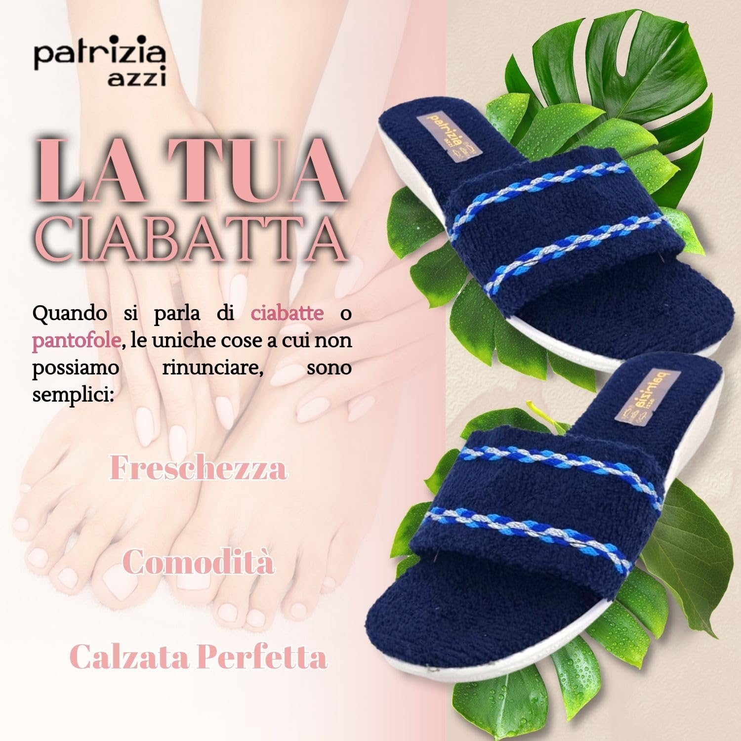 Patrizia Azzi Donna Ciabatte Pantofole Spugna Estive Casa Mare Piscina Spa in Spugna 100% Art. 174