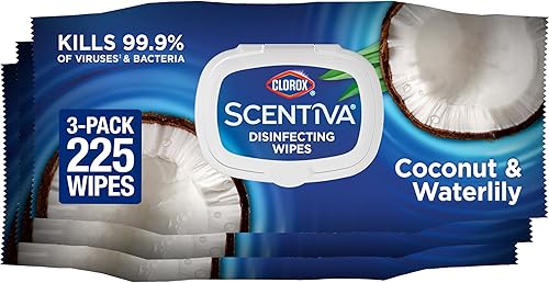 Clorox Scentiva Wipes, toallitas de limpieza sin blanqueador - Pacific Breeze & Coco, 75 unidades (paquete de 3)