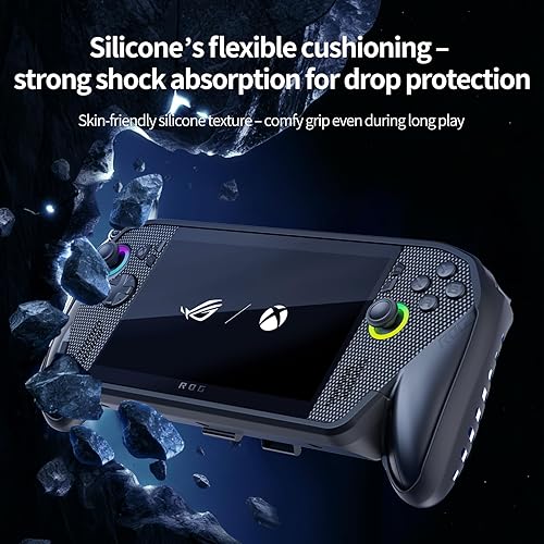 Miniatura 5 de Funda protectora con función atril para Rog Ally X/Rog Ally 2025 - Funda de TPU a prueba de golpes con soporte, antideslizante y anticolisión Negro