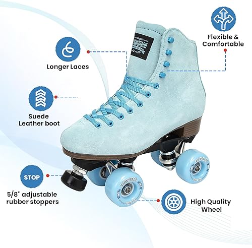 Miniatura 8 de Sure-Grip Boardwalk - Patines unisex para exteriores, material de cuero, caucho, gamuza y aluminio  Cordones cómodos y extralargos, adecuados para