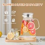 Water Pitcher, Glass Pitcher with Lid and Precise Scale Line, Stainless Steel Glass Jug, Easy Clean Heat Resistant Borosilicate Ice Tea Pitcher for Coffee, Milk, Juice, Cold or Hot Beverages (3.8 L)