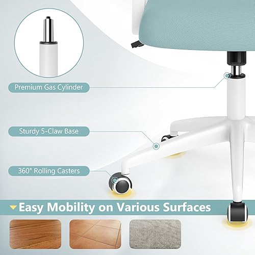 Miniatura 8 de Giantex Silla de oficina de malla, silla de escritorio ergonómica con brazos abatibles y soporte lumbar, escritorio giratorio de altura ajustable
