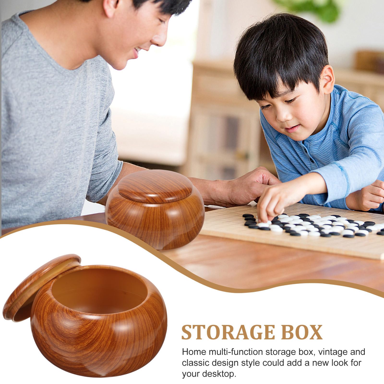 UPKOCH 2 PièCes BoîTe De Rangement Pour PièCes De Go, Conteneur En Plastique Imitation Bois, RéSistant, Pour Enfants Et ÉTudiants, 14x14x9cm