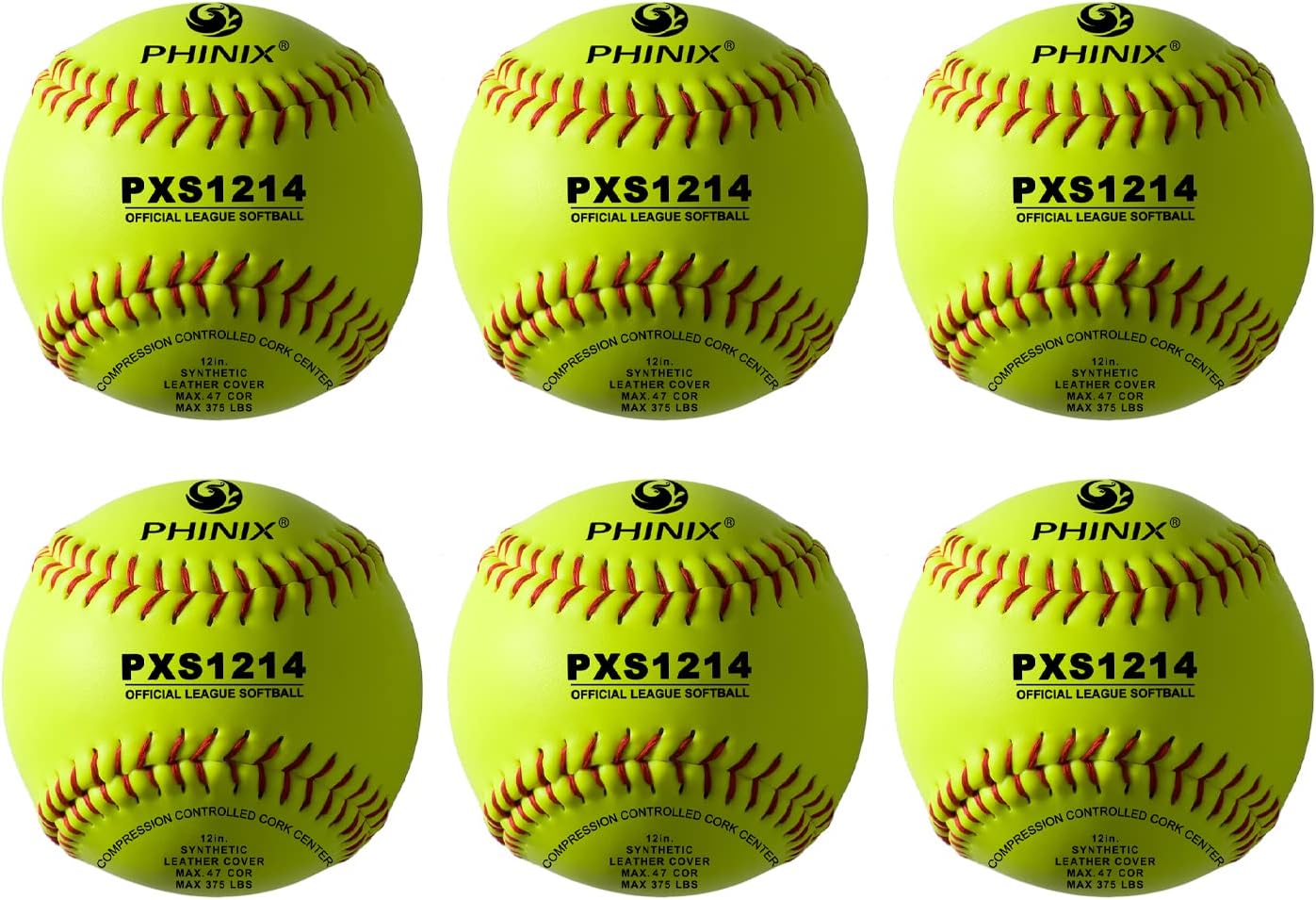 PHINIX 12 Inch Fast Pitch Softballs Cork Core for Practice, Competitions (one Dozen PXS1214) : Sports & Outdoors