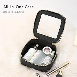 Aveniee Mini Clear Makeup Bag, Small Cosmetic Bags Travel Toiletry Pouch Organizer, TSA Approved Make up Case with Zipper, Car Bag for Essentials,Black