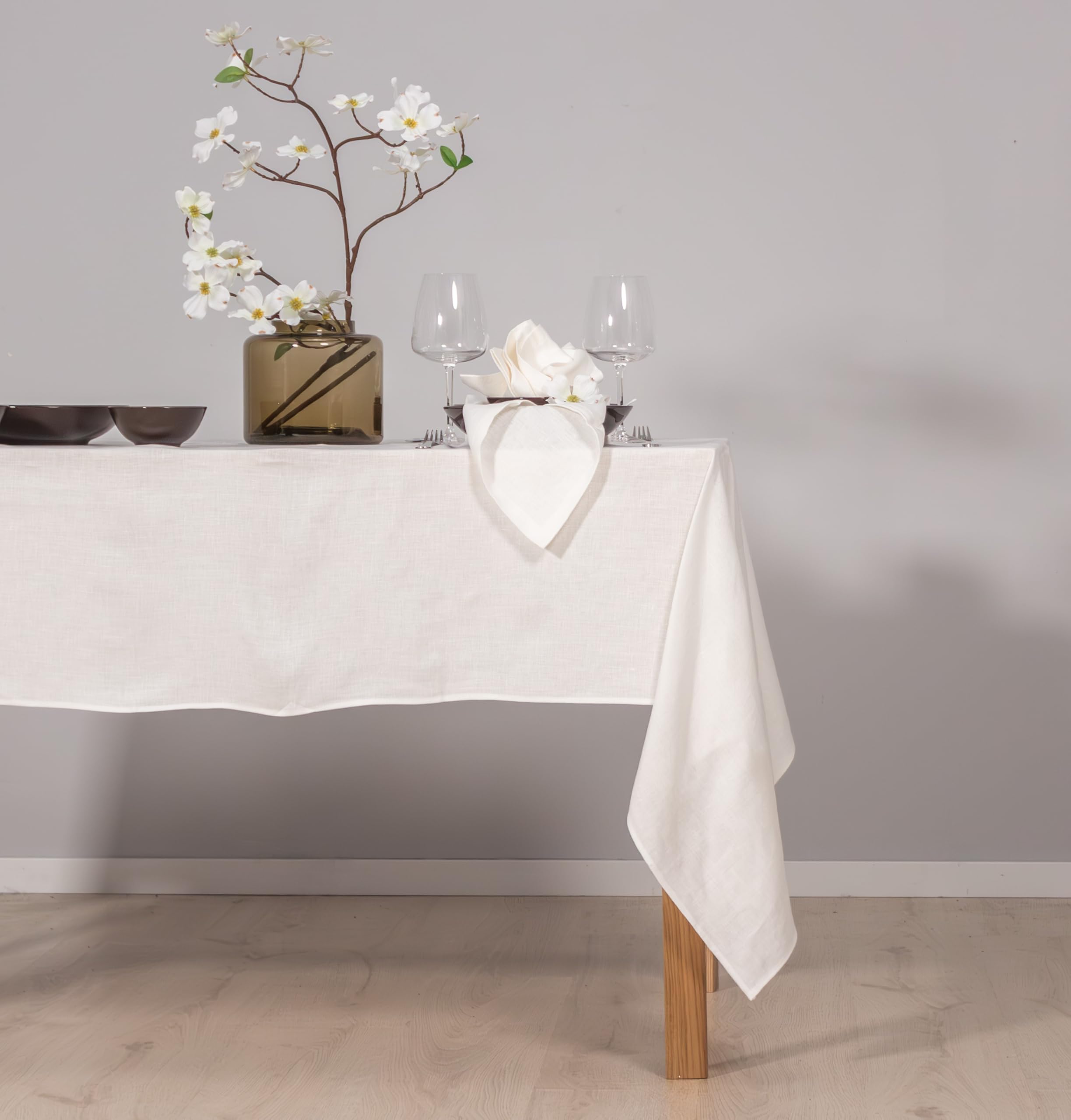 100% Leinen Tischdecke – Stonewashed, leichte & Pflegeleichte Stofftischdecke (ca. 180 g/m²) für Küchentisch, Esstisch, Hochzeit oder Garten