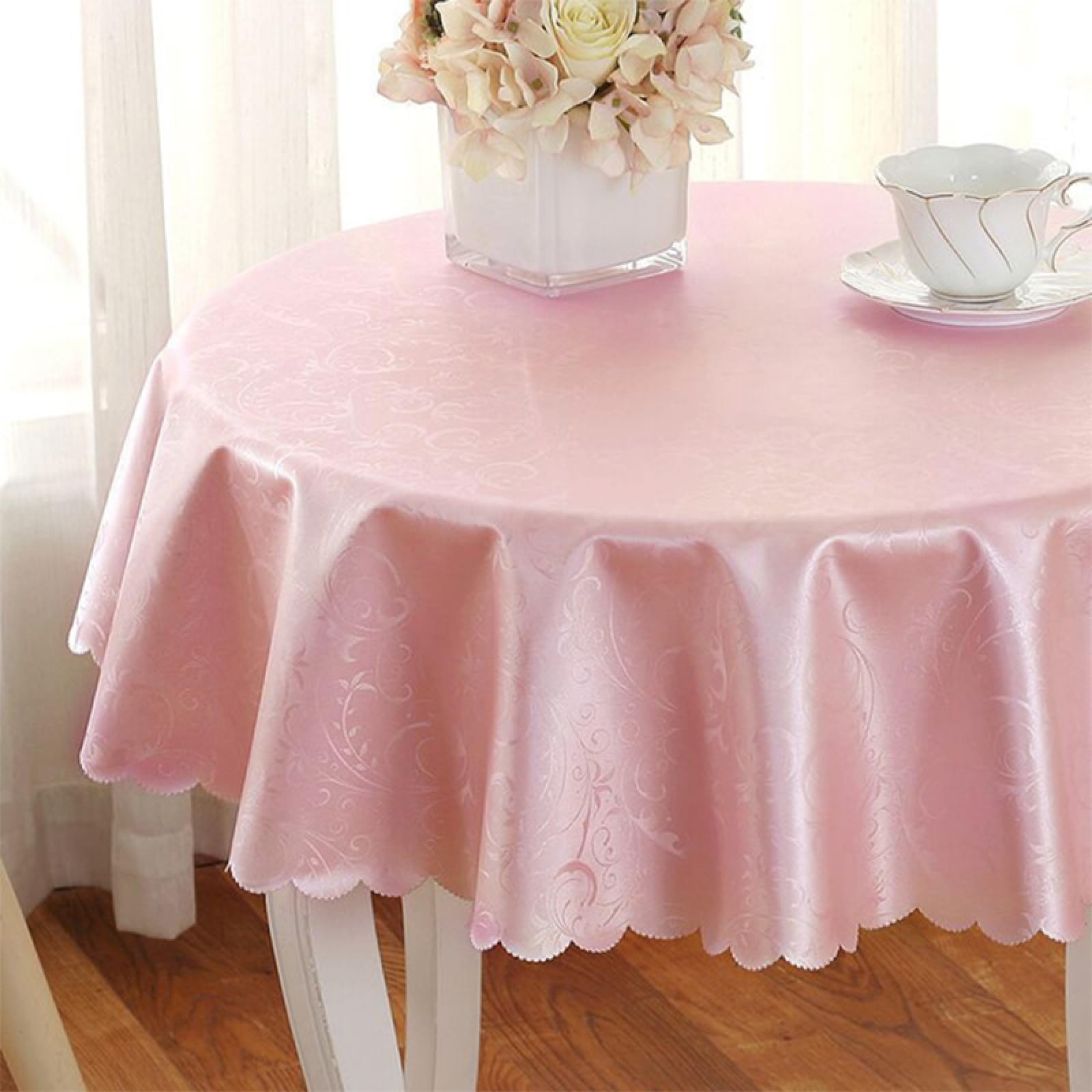 Nappe de jardin ronde rose lavable pour repas de famille en plein air