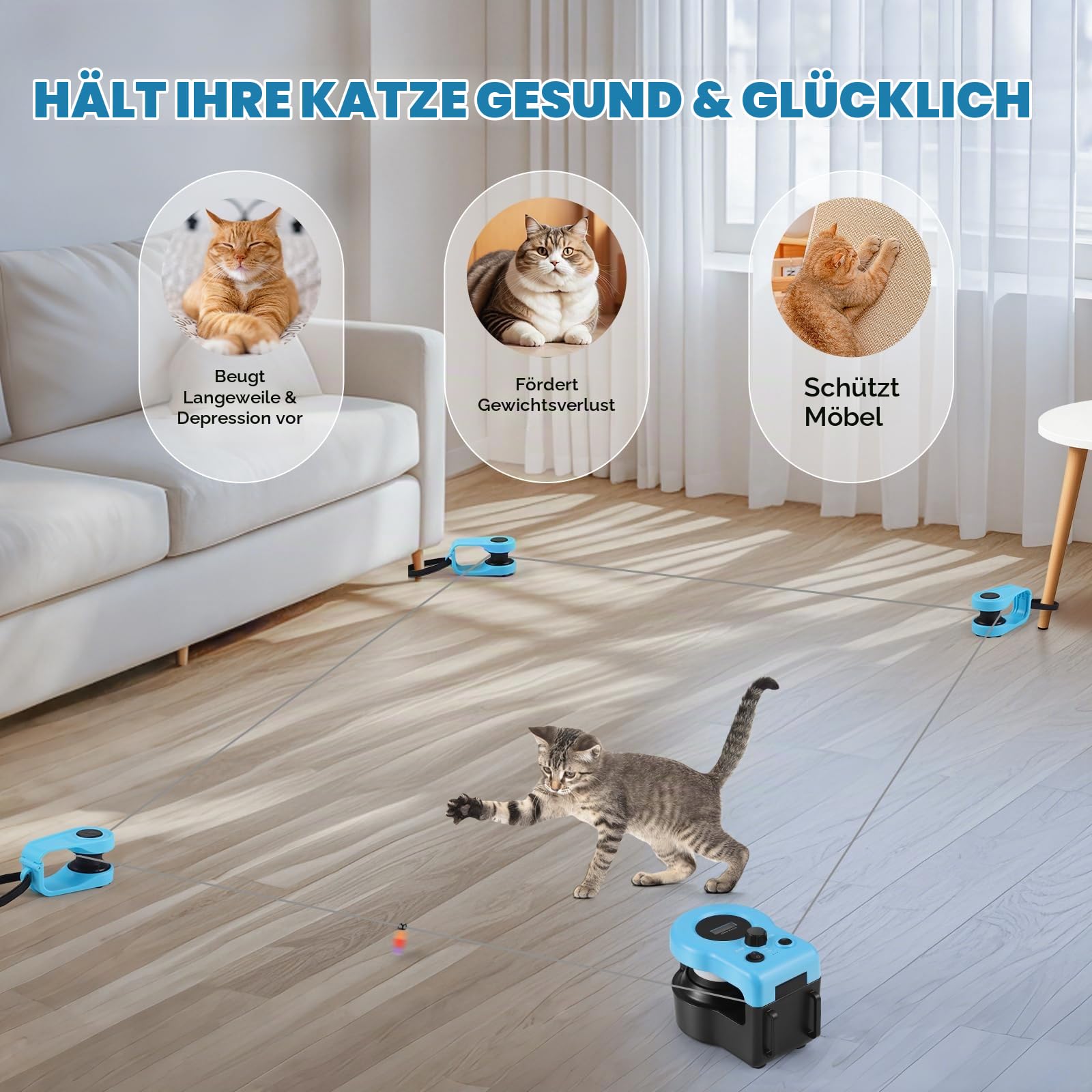 Katzenspielzeug für Indoor-Katzen, Laufband, automatisch/ferngesteuertes Katzenspielzeug, einstellbare Geschwindigkeit, simuliertes Katzenjagdspielzeug