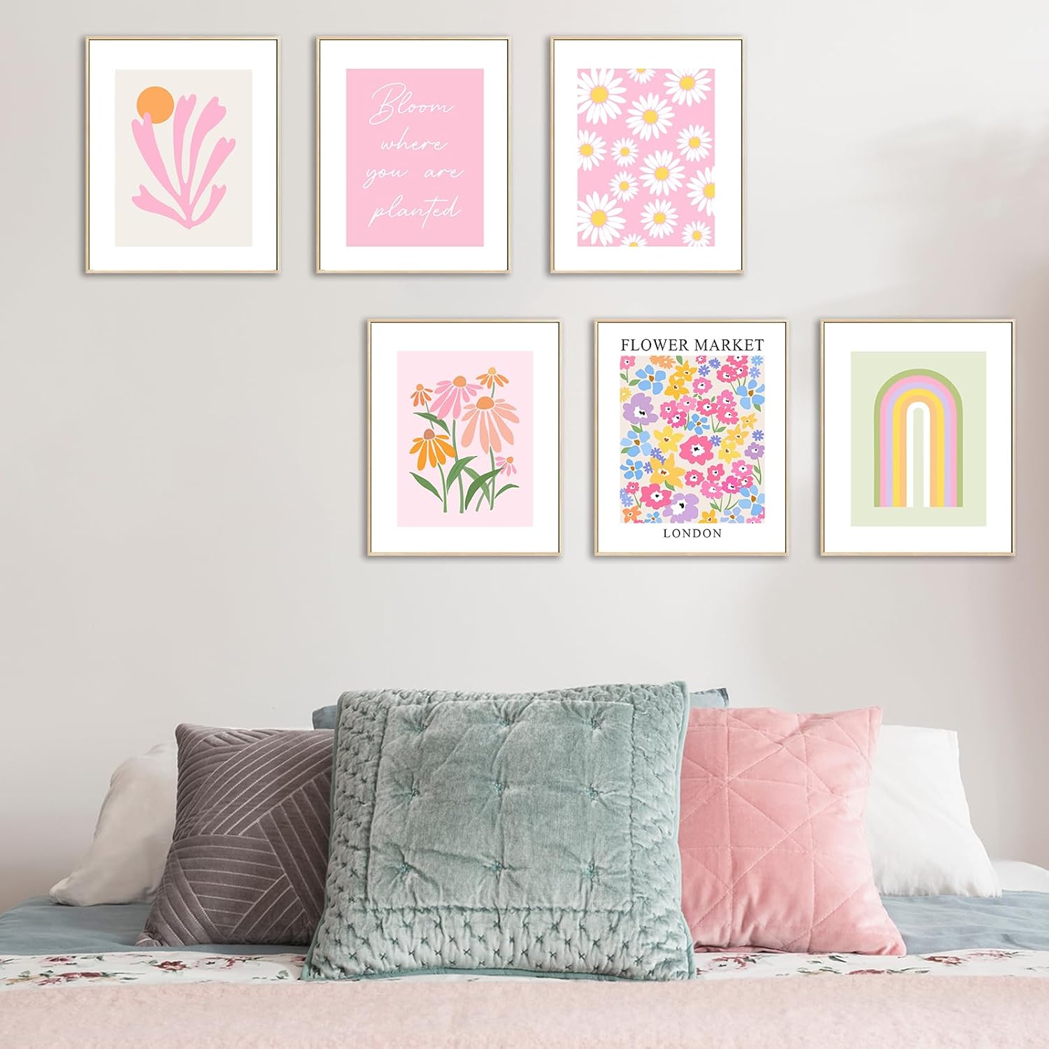 Pink Aesthetic Room Decor Set of Floral Wall Art Ghana Ubuy - Main Image