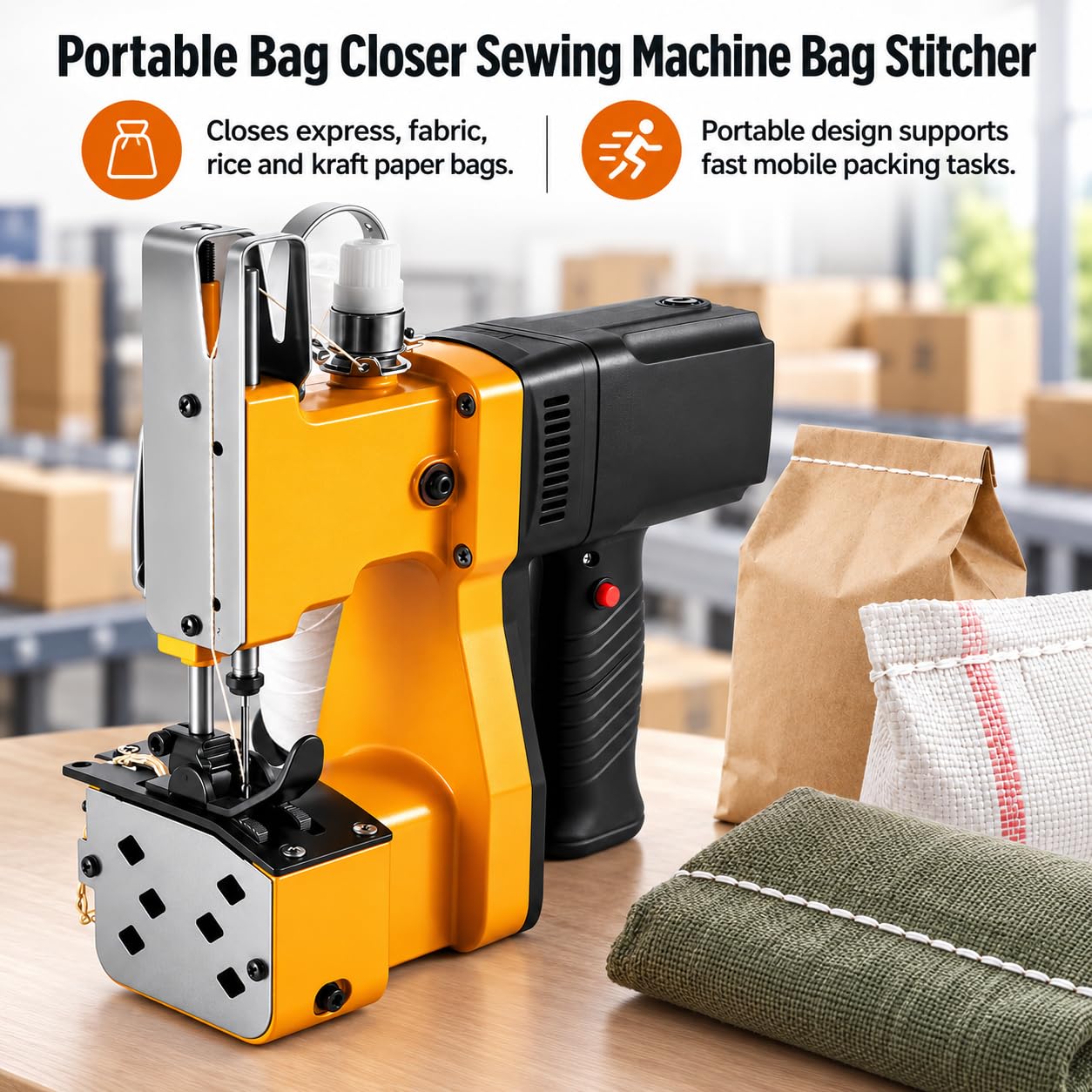Macchina Cucire Portatile Chiusura Borse,Cucitrice 210W,10000-15000rpm