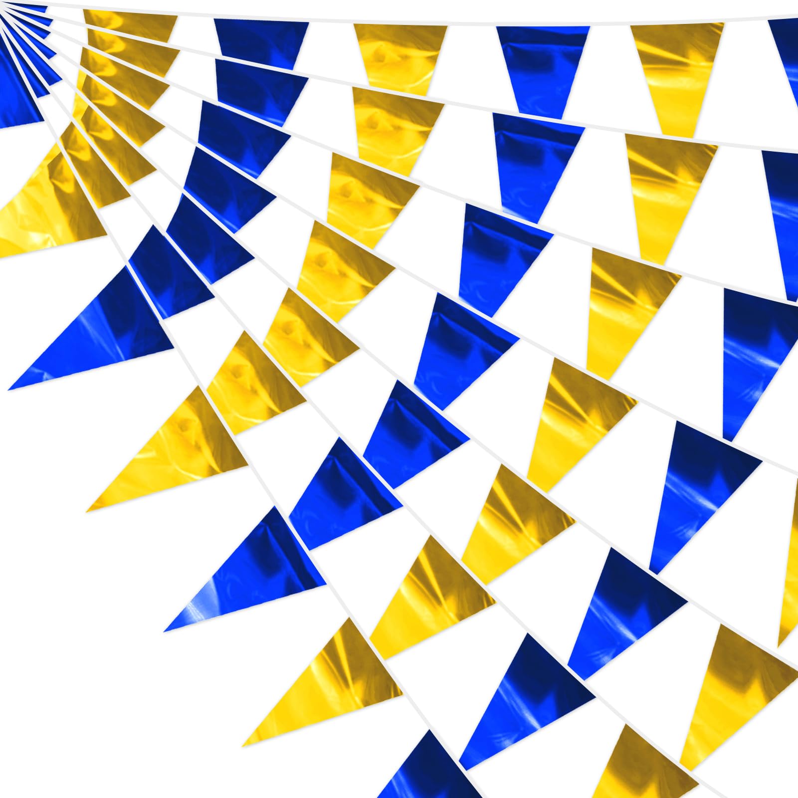 40M/130FT Navy-Blue Gold Glitter Triangle Pennant Banner Flag Metallic Bunting Fabric Garland for Christmas Graduation Retirement Wedding Bridal Shower Nautical Ahoy Achor Party Decorations Decor