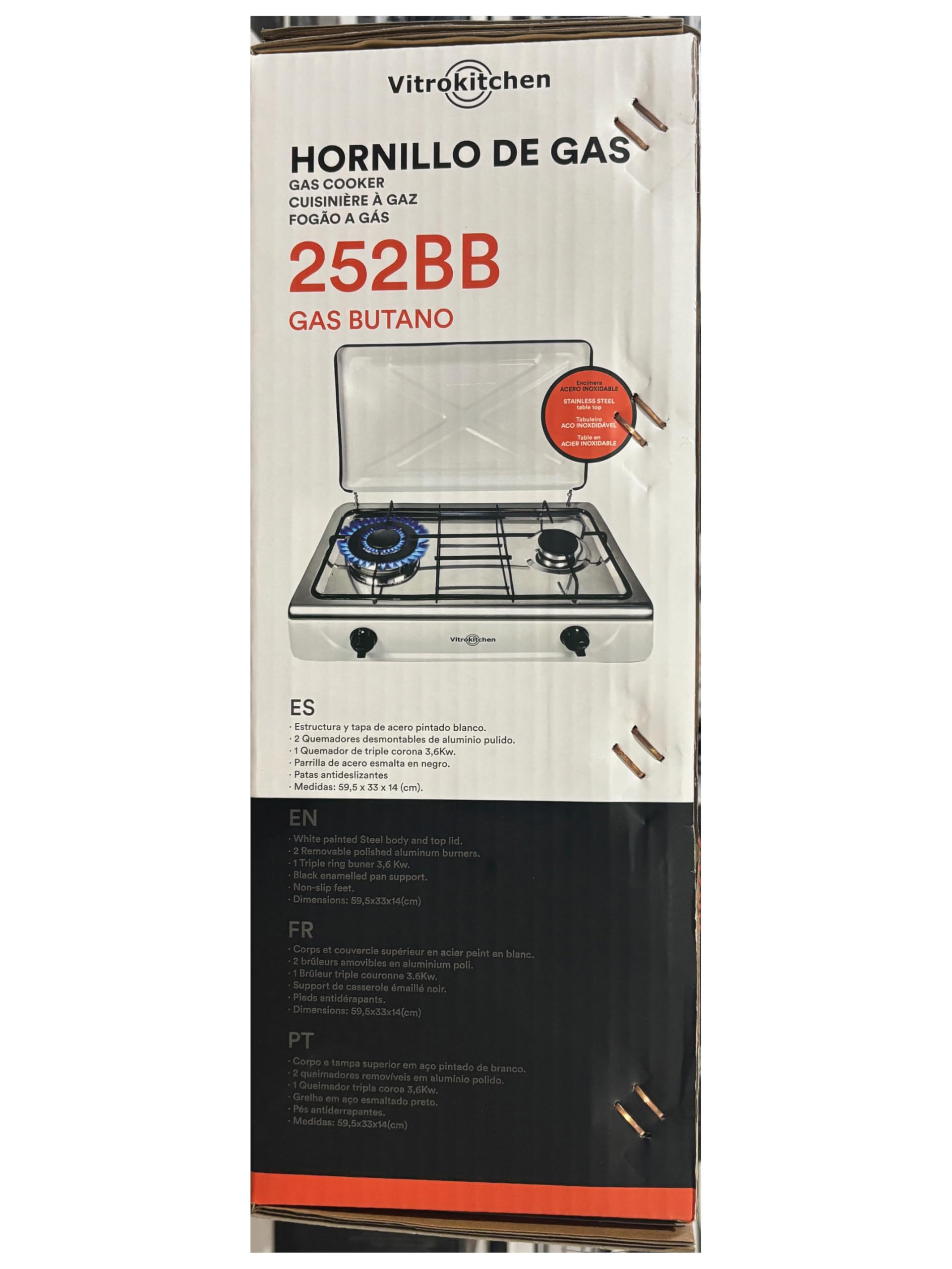 VITROKITCHEN Hornillo de Gas Butano 252BB