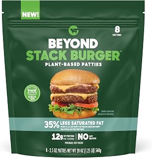Beyond Meat Stack Burger Plant-Based Patties 2.5oz Each 8-Pack Vegan High-Protein Meat Alternative