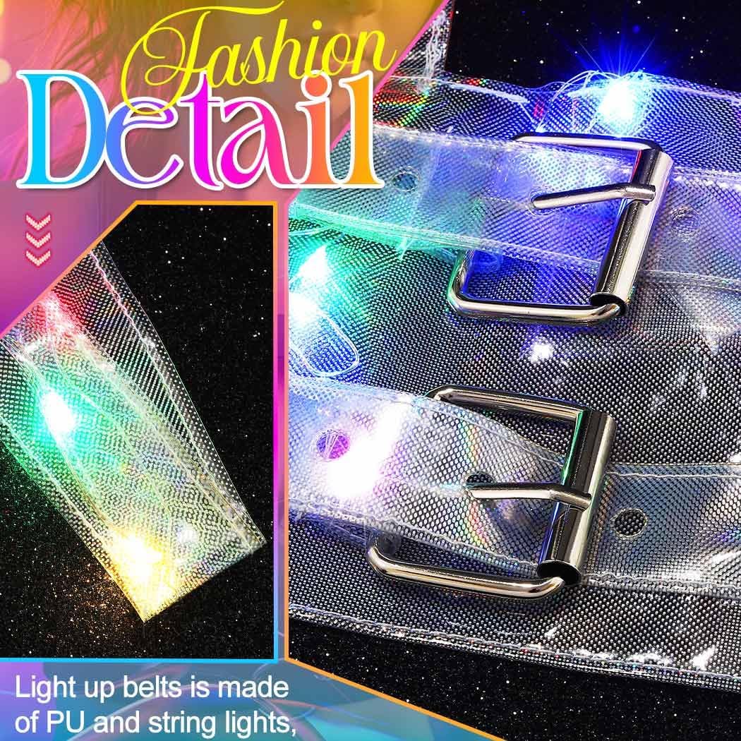 Nicute LED Waist Harness Belt Light Up Wide Harness Belt Fashion Waist Strap Disco Rave Adjustable Accessory Belts for Women