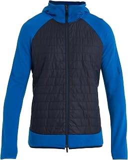 Merino Men's Standard Quantum Hybrid Long Sleeve Full-Zip Hooded Jacket, Lazurite/Midnight Navy, Large