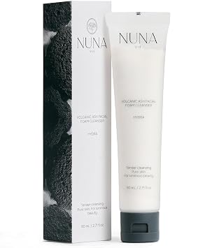 NUNA Hydra Volcanic Ash Facial Foam Cleanser - Gentle Cleansing, with Volcanic Ash and Kaolin, 17 Amino Acid Complex, Centella Asiatica, Hydrolized Hyaluronic Acid, 2.7 fl oz