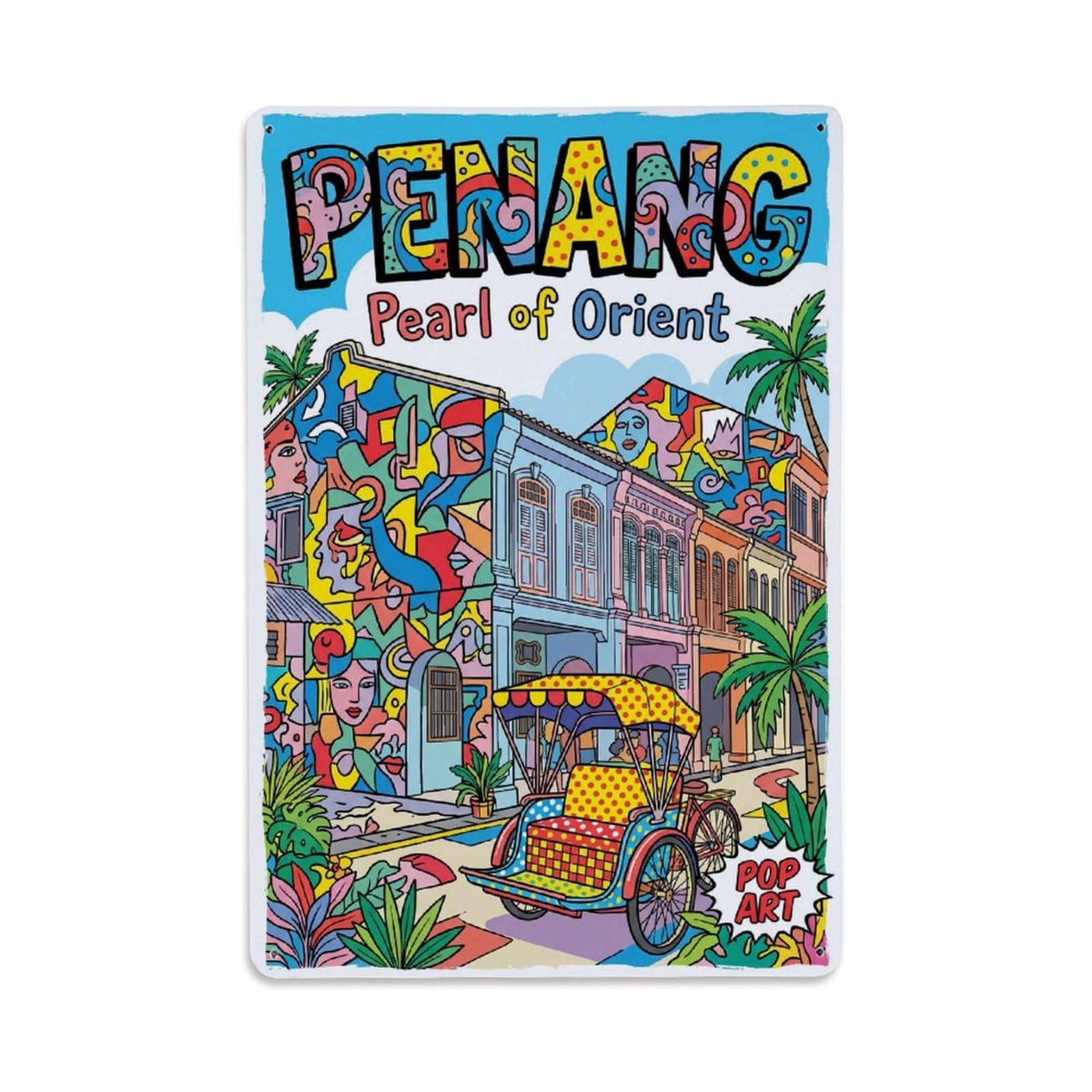 Gead 8X12inch Style Travel Retro Malaysia Penang Metal Tin Sign