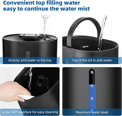 Miniatura 6 de Humidificadores de 5.2L para dormitorio, habitación grande, hogar, humidificadores frescos y cálidos para plantas, humidificadores de escritorio de