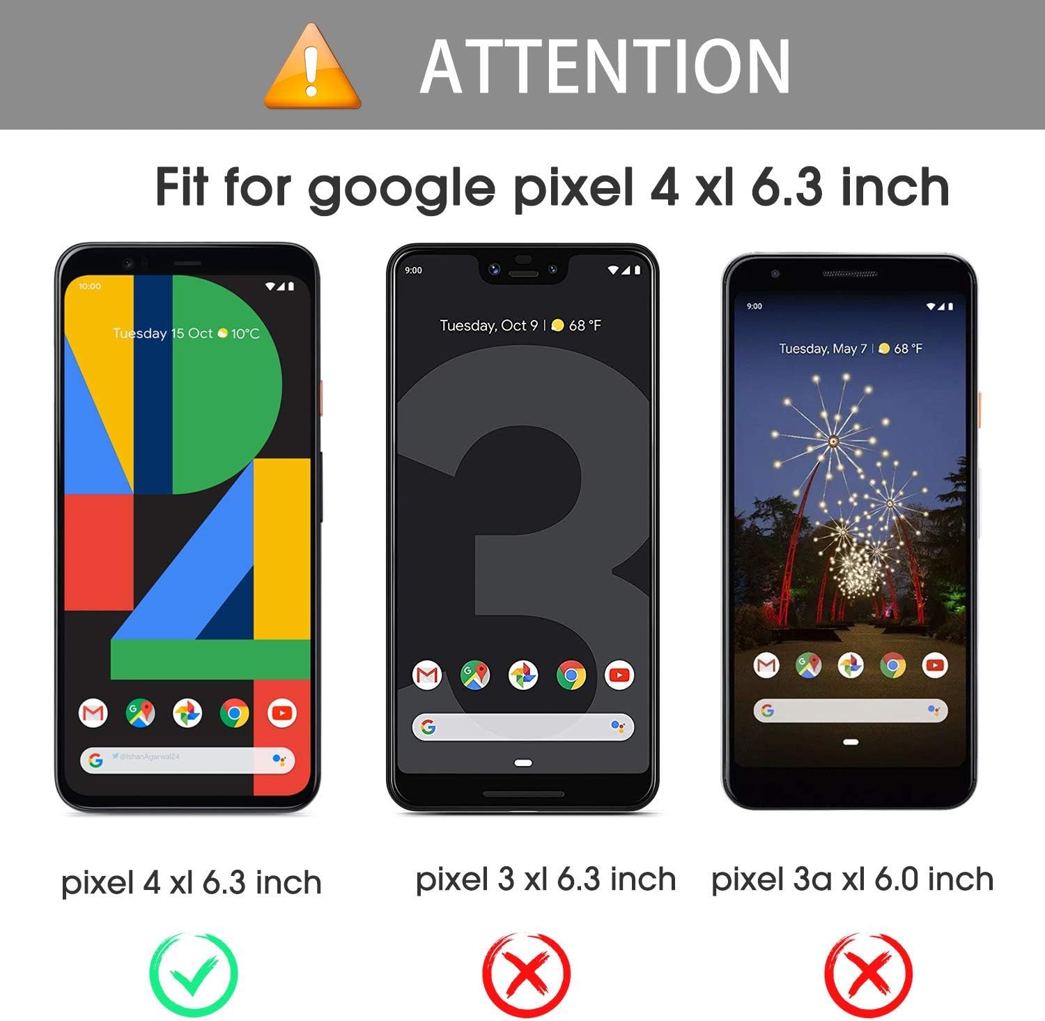 OMOTON [3 Pack Screen Protector for Google Pixel 4XL/ 4 XL Tempered Glass/Easy Installation with Alignment Frame/Only Cover Display Area