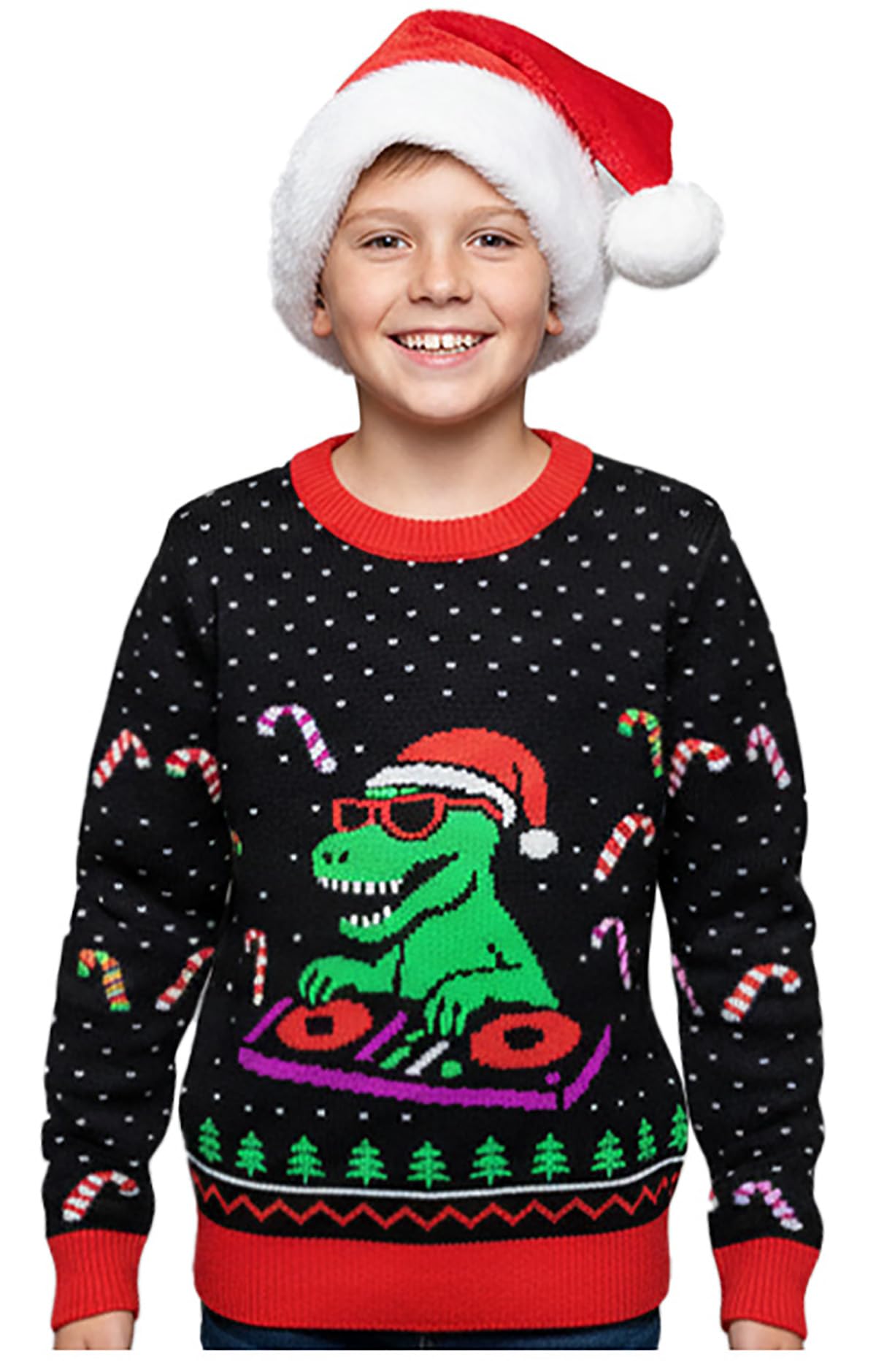 Tstars Kids Ugly Christmas Sweater Dino Gamer Swishmas Boy Girl Holiday