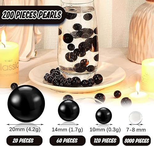 Miniatura 2 de 200 perlas negras para jarrón, cuentas de relleno de jarrón negro para centros de mesa, cuentas flotantes de 10140.787 in para jarrones, perlas