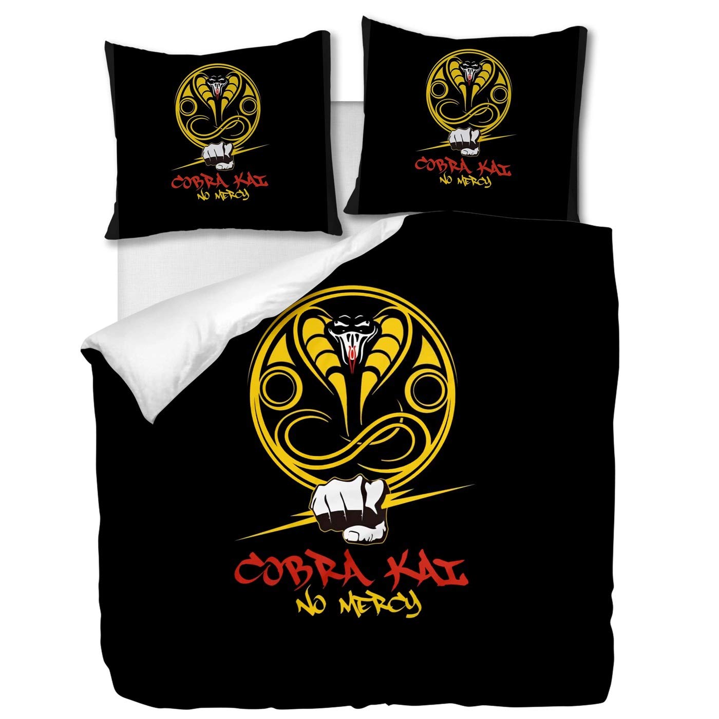Housse de couette 240 x 220 Cobra Kai avec 2 taies d'oreiller 65x65 cm lit 2 personnes