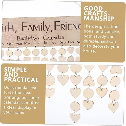 Miniatura 3 de TEHAUX 1 juego de calendario de bricolaje calendario calendario cumpleaños colgante de pared recordatorio de cumpleaños placa de calendario