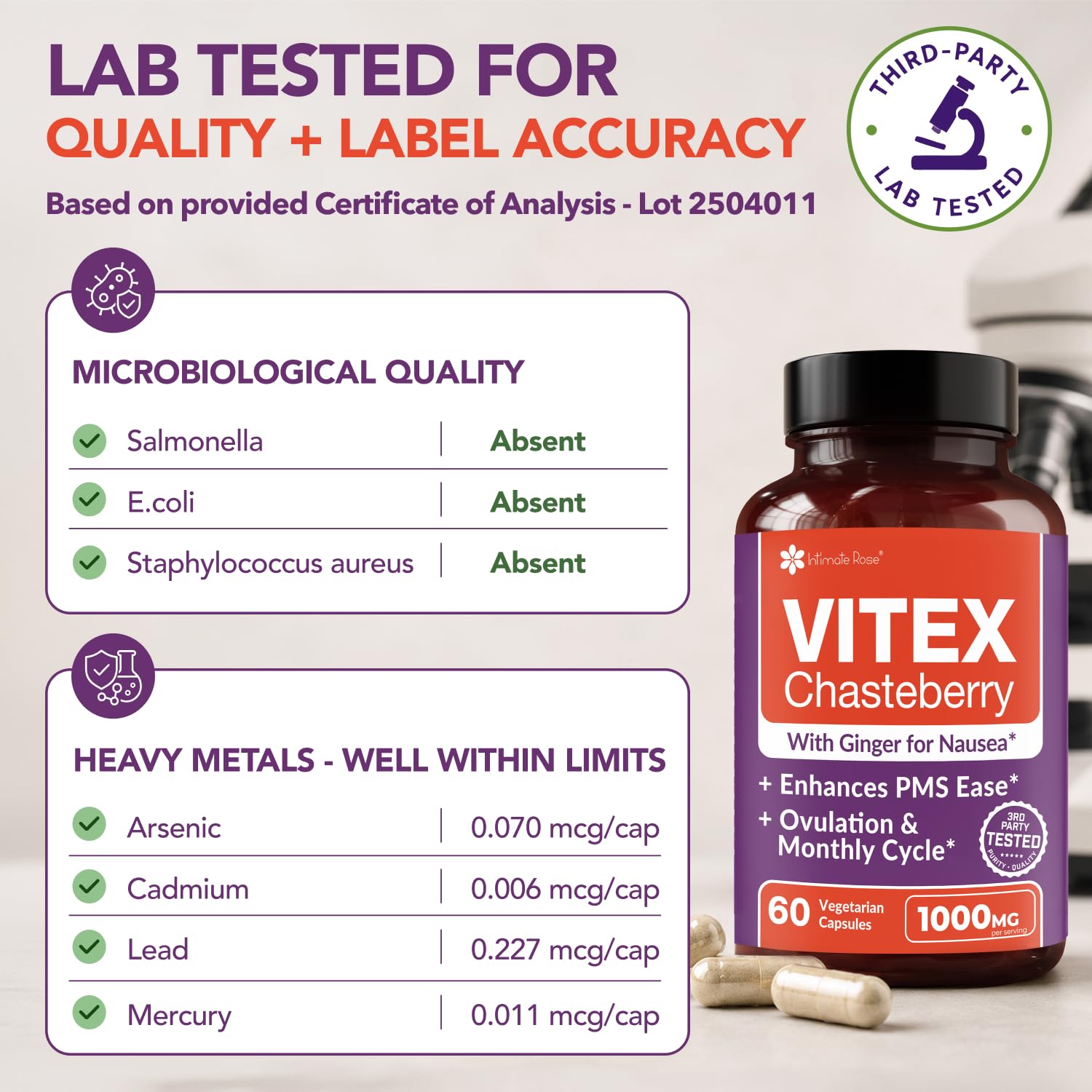 Intimate Rose Vitex Chasteberry Supplement for Women 1000mg & Ginger, 60ct — Amazon image 6