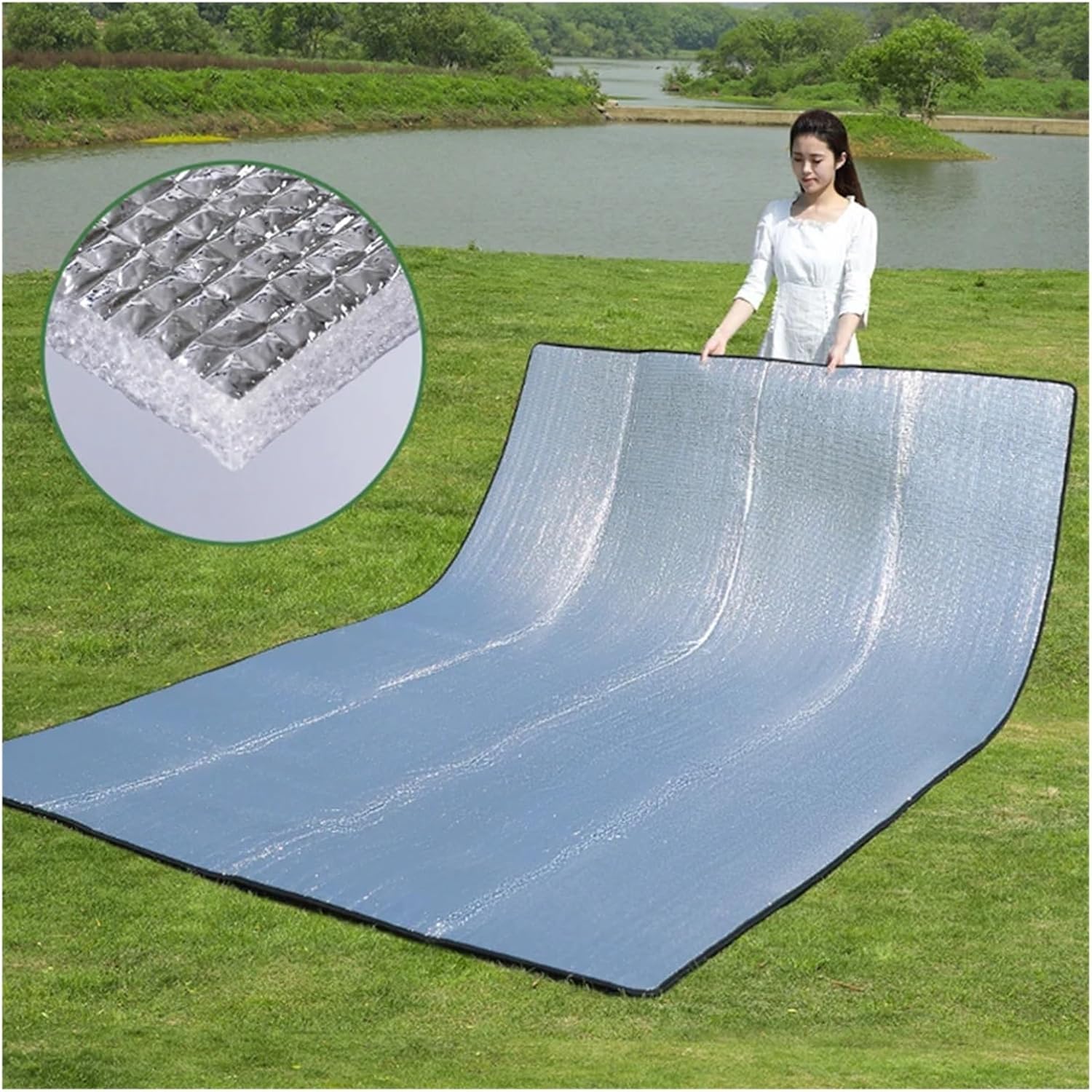 Aluminium Sleeping Mat Outdoor Camping Foam Foil Mat Portable Pad Picnic Beach Aluminum Insulation Sleeping
