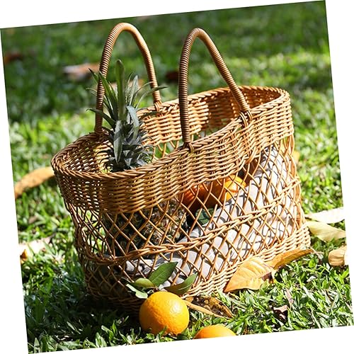 Miniatura 6 de Cesta tejida para comestibles Cesta de picnic Cesta de frutas portátil Suministros diarios