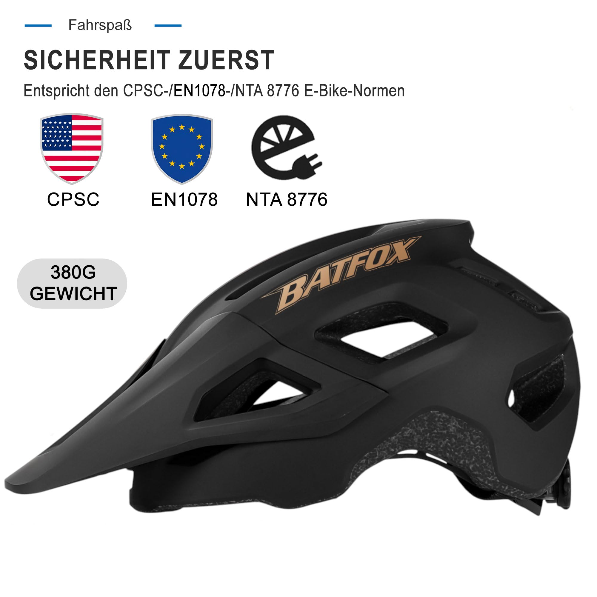 Mountainbike-Helm & NTA 8776 E-Bike für Erwachsene und Jugendliche, MTB Fahrradhelm für Herren und Damen (52-60 cm)