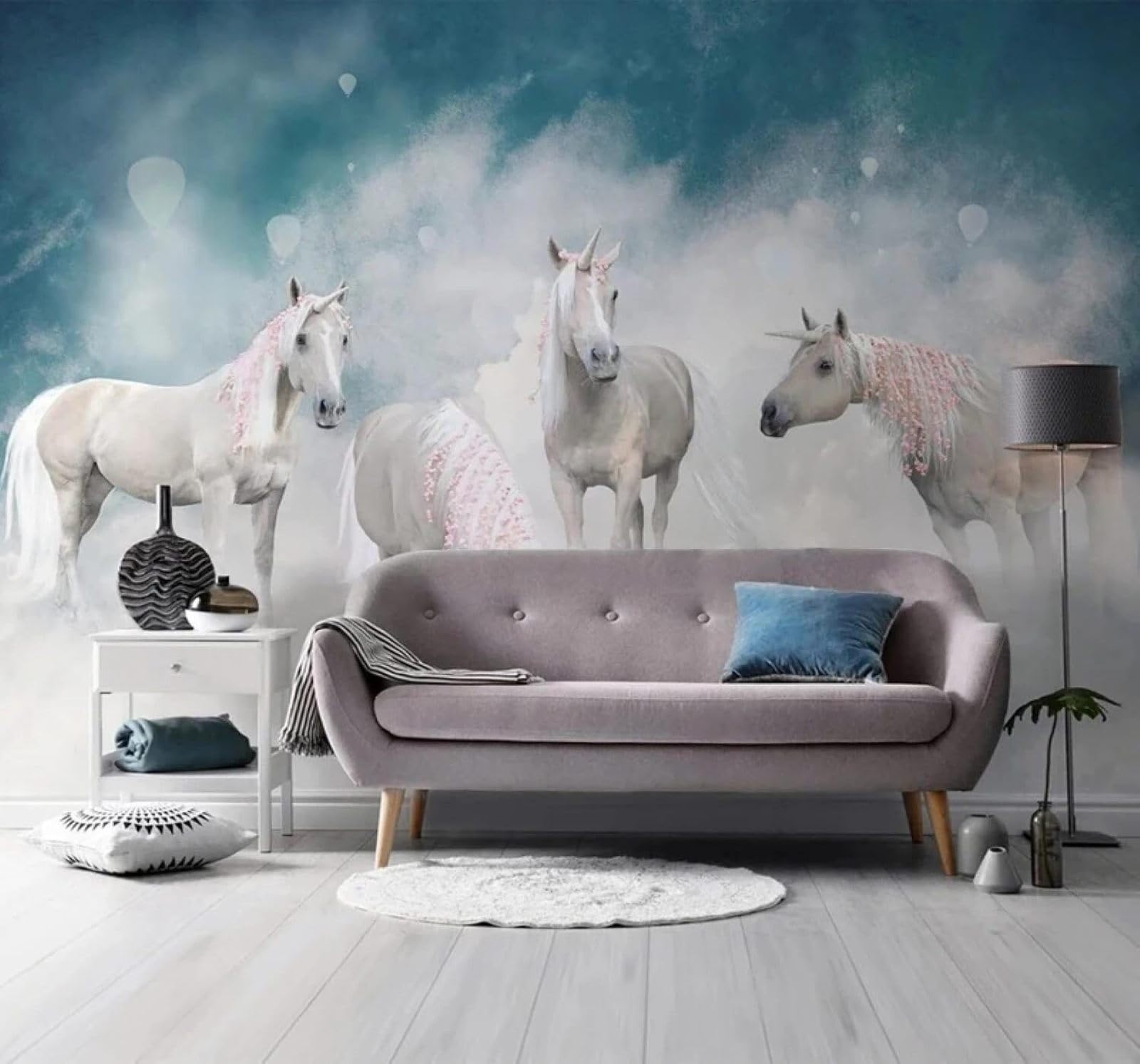 XLMING Abstract Minimalist Three Dimensional Animals White Horse 3D Wallpaper Luxury Home Dining Decor Paste Sofa Living Room The Wall for Bedroom Mural-400cm×280cm