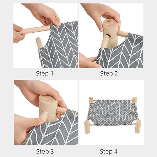 Miniatura 6 de Patas Lague Hamaca autocalentable para gatos, cama para perros pequeños, cama térmica de madera elevada para gatos, cama elevada para mascotas suave