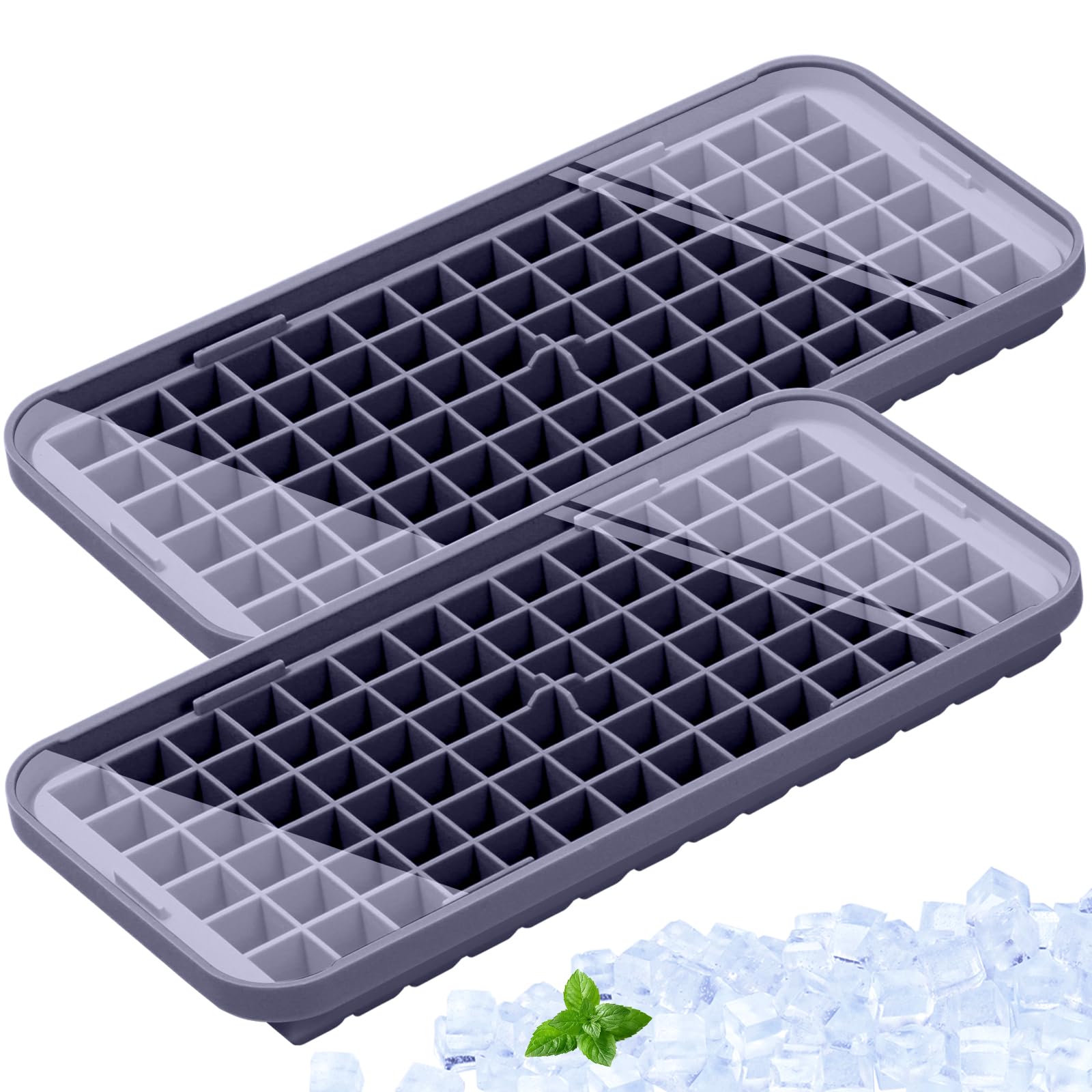 Webake Mini Ice Cube Trays Silicone with Lids 2 Pcs Square Ice Cube Moulds — image 1