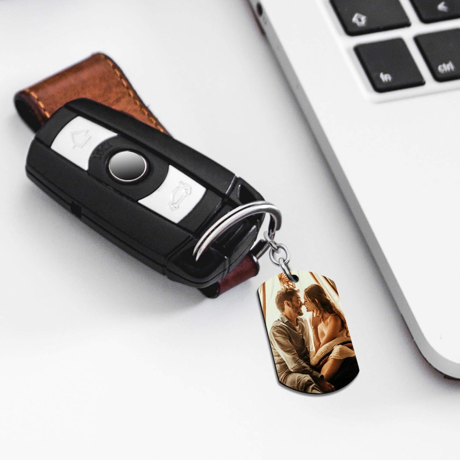 Stainless Steel Personalized Oval Fingerprint Photo Engraved Custom Dog Tag Key Chain/Ball Chain Necklace 24"