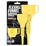 FlexAll Funnel Bundle - Long Flexible Funnels with Hose for Automotive Use - Nitrile Rubber Funnels with Handle for Oil Change and Transmission Fluid - Gas, Diesel, & Oil - Yellow (Small + Large)