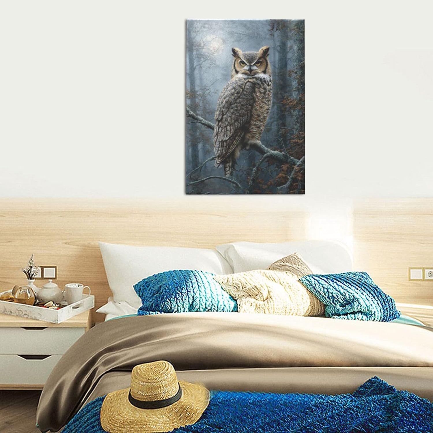 Zyphren Owl Bird Decor Wall Art Wildlife Animal Pictures Canvas Prints Painting Home Artwork Decoration Gifts for Kitchen Living Room Bedroom Office 16"x24"
