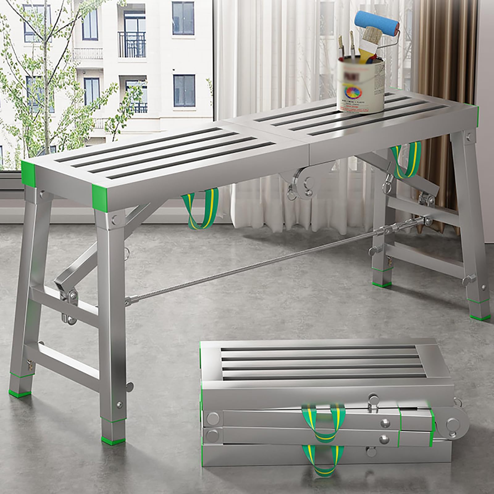 Tour d'échafaudage pliable portable plateforme de travail réglable 5 vitesses pour bricolage