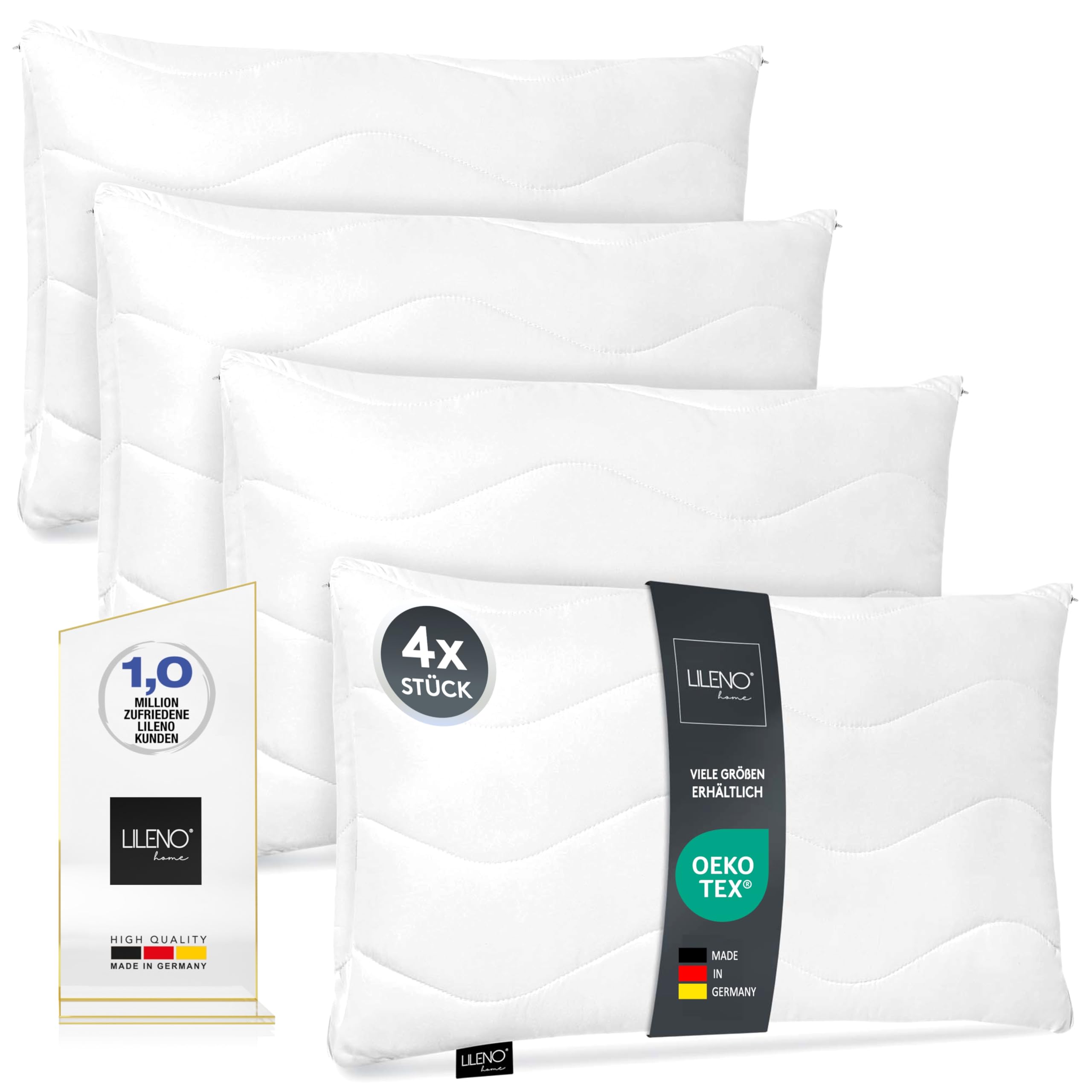 LILENO HOME Almohada de 40 x 90 cm [juego de 4] como relleno de cojín, cojín decorativo con cremallera para ajustar, lavable hasta 95°, cojín de sofá y cojín decorativo para sofá/cama