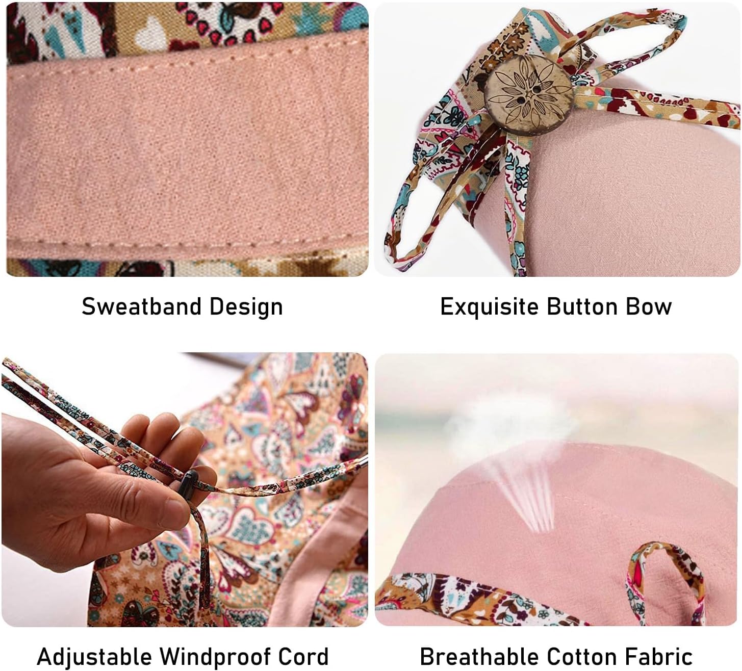 Women Wide Brim Sun Hat Reversible Bohemian Outdoor Bucket Fishing Hats UV Protection for Hiking Beach Travel - Image 4