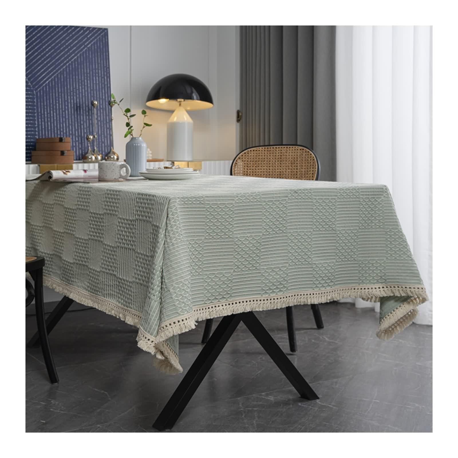 Tovaglia Elegante Tavolo Soggiorno, Tovaglia Poliestere Verde Chiaro Controllo Del Colore Solido Copri Tavolo 120X160CM per Cucina
