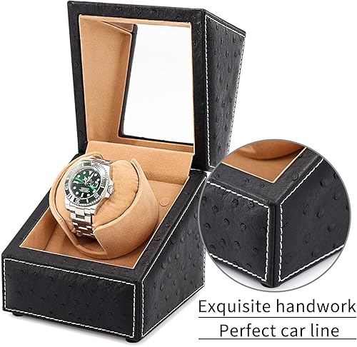 Miniatura 3 de Bobinadora automática de reloj individual para Rolex y otros relojes de lujo, enrollador automático con motor silencioso, exterior de cuero de