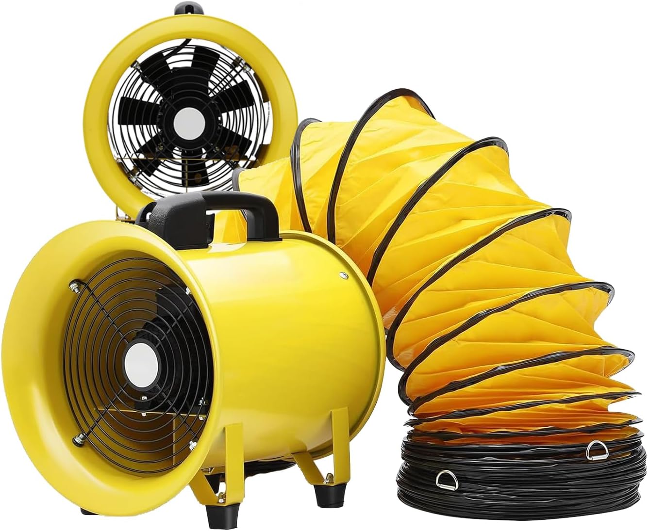 Portable Explosion Proof Exhaust Fan 10 Inch, Heavy Duty Industrial fans with 33ft/10 m Flexible Duct Hose, Utility Air Mover Blower Fan for Extraction and Ventilation